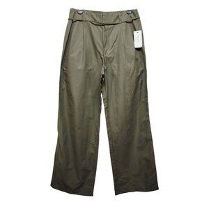 Calvin Klein Womens Wide-Leg Pants Size 10 Green Cotton Blend New With Tags